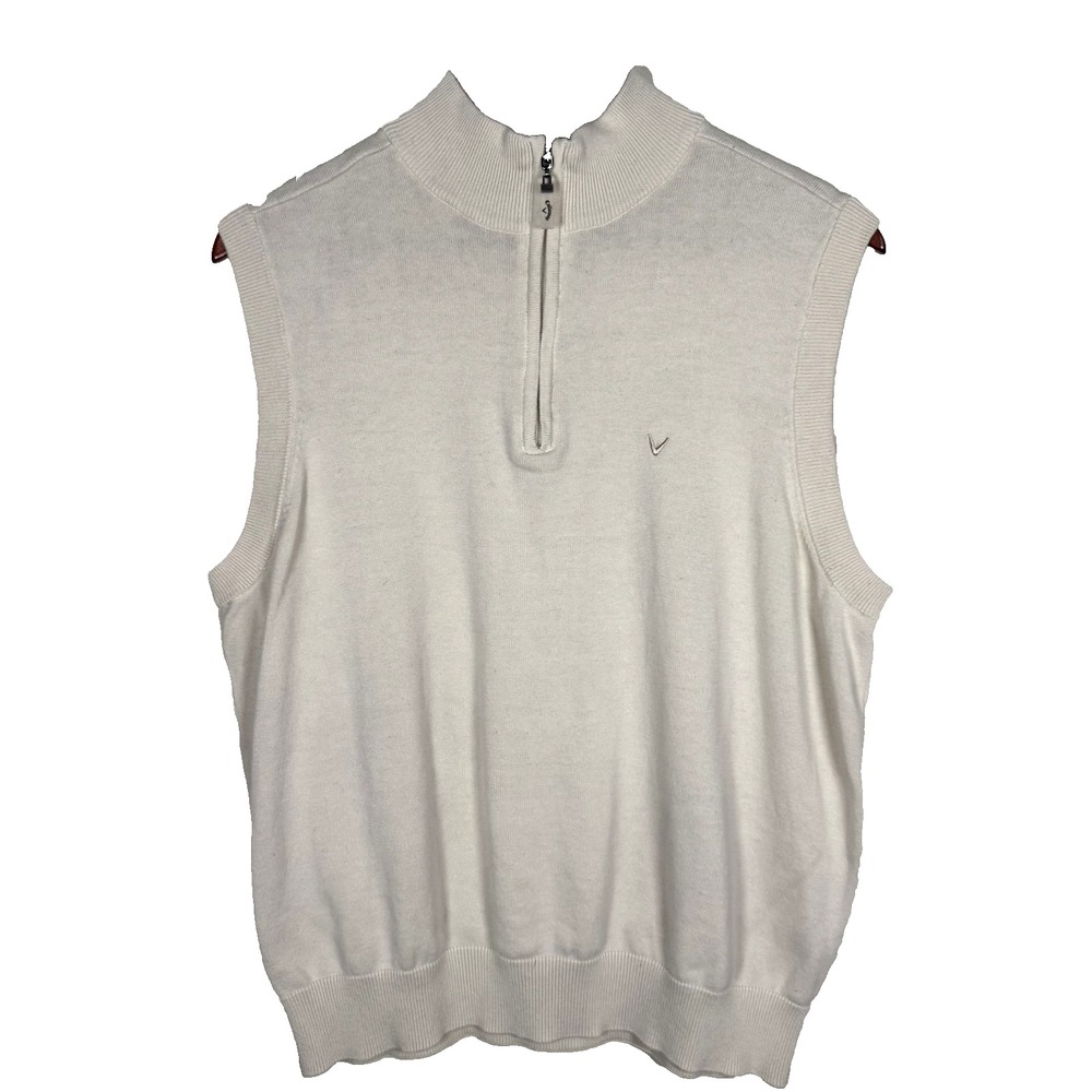Callaway C-Tech Golf Sweater Vest Ivory Men's Size Medium 100% Cotton